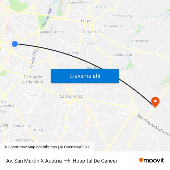 Av. San Martín X Austria to Hospital De Cancer map