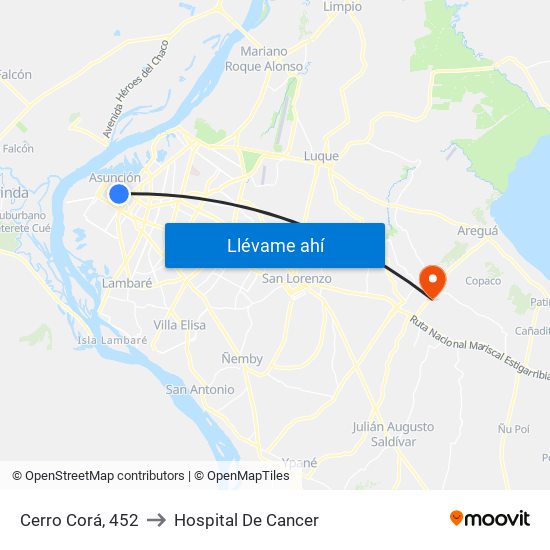 Cerro Corá, 452 to Hospital De Cancer map