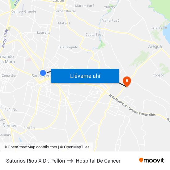 Saturios Ríos X Dr. Pellón to Hospital De Cancer map