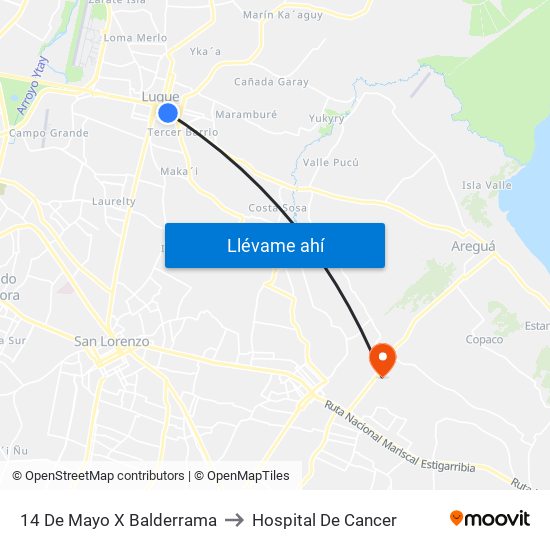 14 De Mayo X Balderrama to Hospital De Cancer map