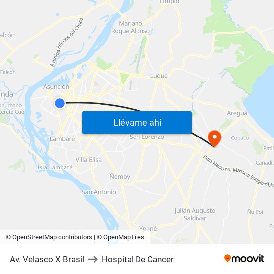 Av. Velasco X Brasil to Hospital De Cancer map