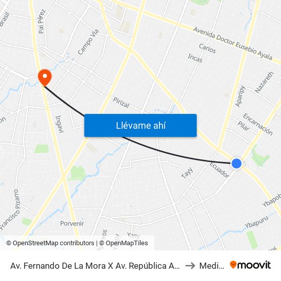 Av. Fernando De La Mora X Av. República Argentina to Medicis map