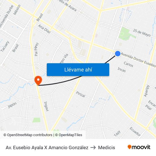 Av. Eusebio Ayala X Amancio González to Medicis map