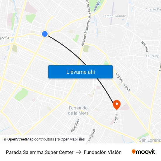 Parada Salemma Super Center to Fundación Visión map