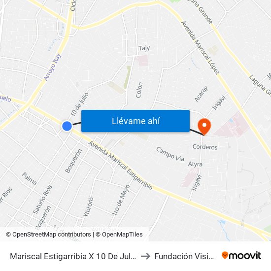 Mariscal Estigarribia X 10 De Julio to Fundación Visión map