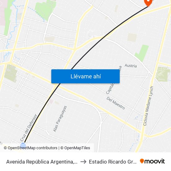 Avenida República Argentina, 1864 to Estadio Ricardo Gregor map