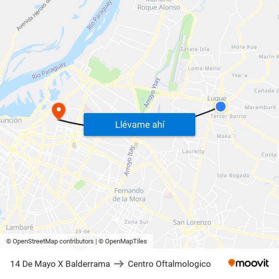 14 De Mayo X Balderrama to Centro Oftalmologico map