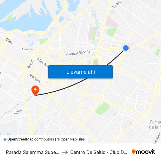 Parada Salemma Super Center to Centro De Salud - Club De Leónes map