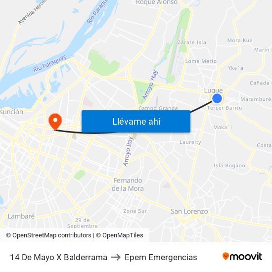 14 De Mayo X Balderrama to Epem Emergencias map
