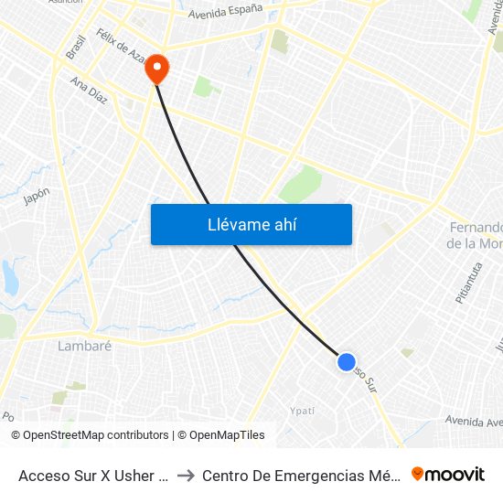 Acceso Sur X Usher Ríos to Centro De Emergencias Médicas map