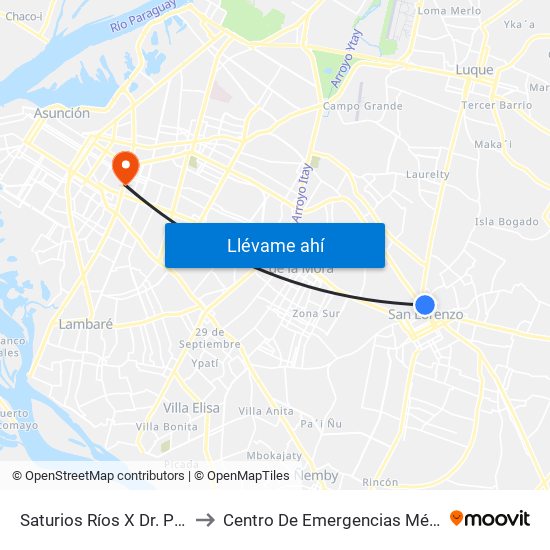 Saturios Ríos X Dr. Pellón to Centro De Emergencias Médicas map