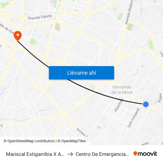 Mariscal Estigarribia X Atilio Galfre to Centro De Emergencias Médicas map