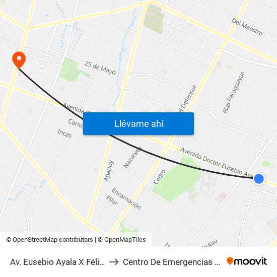Av. Eusebio Ayala X Félix Lopéz to Centro De Emergencias Médicas map