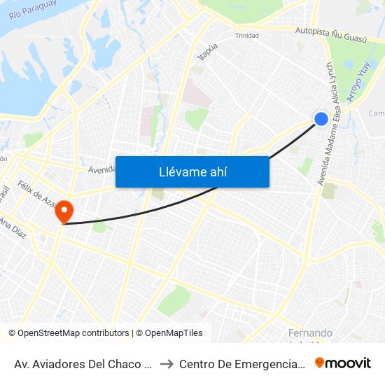 Av. Aviadores Del Chaco X Martínez to Centro De Emergencias Médicas map