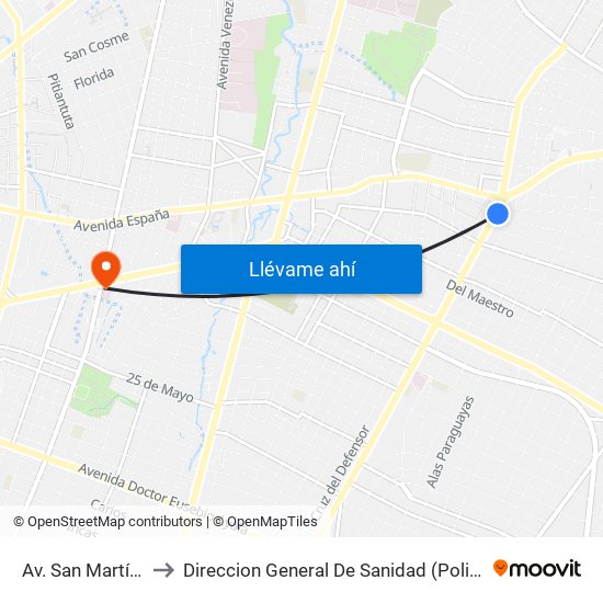 Av. San Martín X Austria to Direccion General De Sanidad (Policia Nacional - Paraguay) map