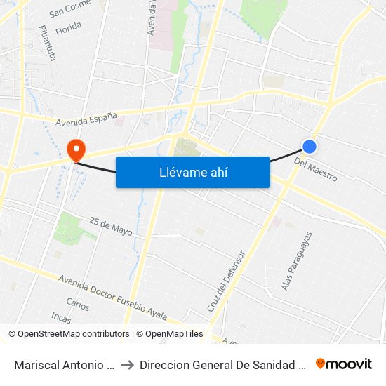 Mariscal Antonio Jose Sucre, 1411 to Direccion General De Sanidad (Policia Nacional - Paraguay) map