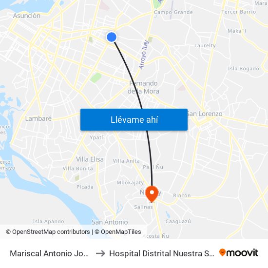 Mariscal Antonio Jose Sucre, 1411 to Hospital Distrital Nuestra Señora De Lourdes map