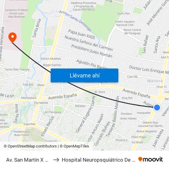 Av. San Martín X Austria to Hospital Neuropsquiátrico De Asunción map