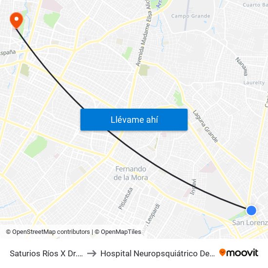 Saturios Ríos X Dr. Pellón to Hospital Neuropsquiátrico De Asunción map