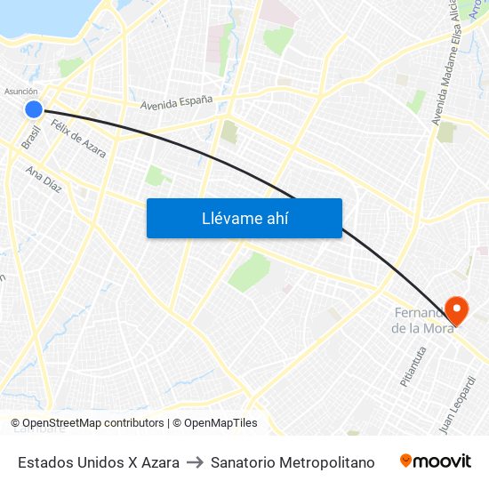 Estados Unidos X Azara to Sanatorio Metropolitano map