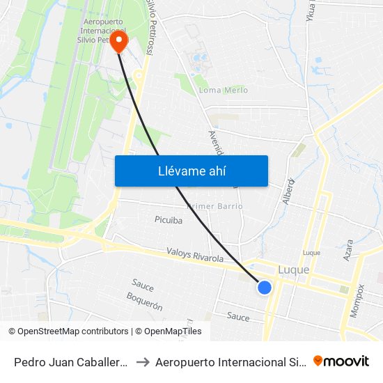 Pedro Juan Caballero X Herrera to Aeropuerto Internacional Silvio Pettirossi map