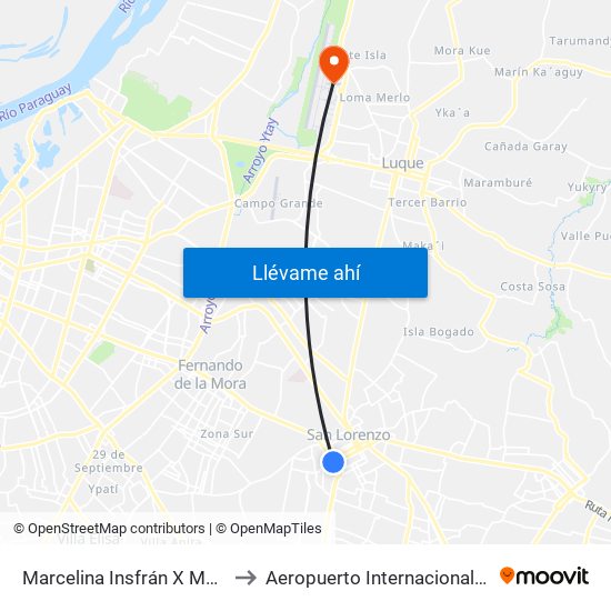 Marcelina Insfrán X Mcal. Estigarribia to Aeropuerto Internacional Silvio Pettirossi map