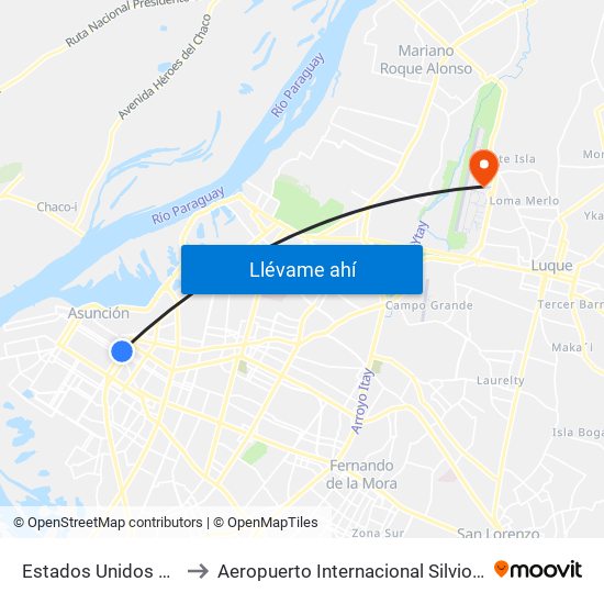 Estados Unidos X Azara to Aeropuerto Internacional Silvio Pettirossi map