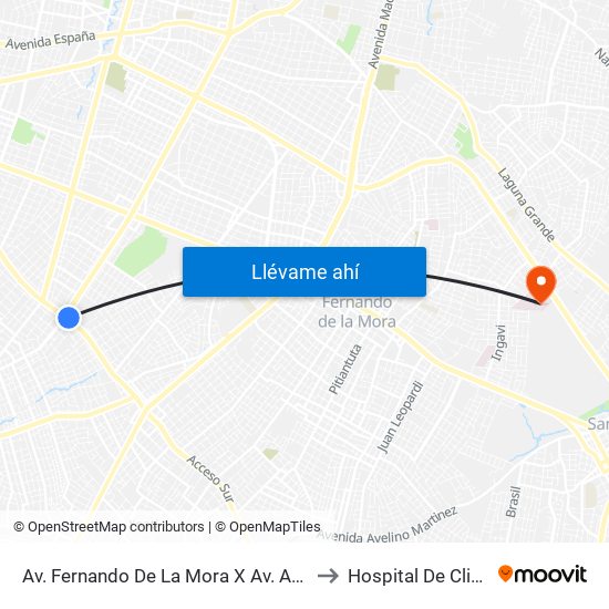 Av. Fernando De La Mora X Av. Argentina to Hospital De Clinicas map