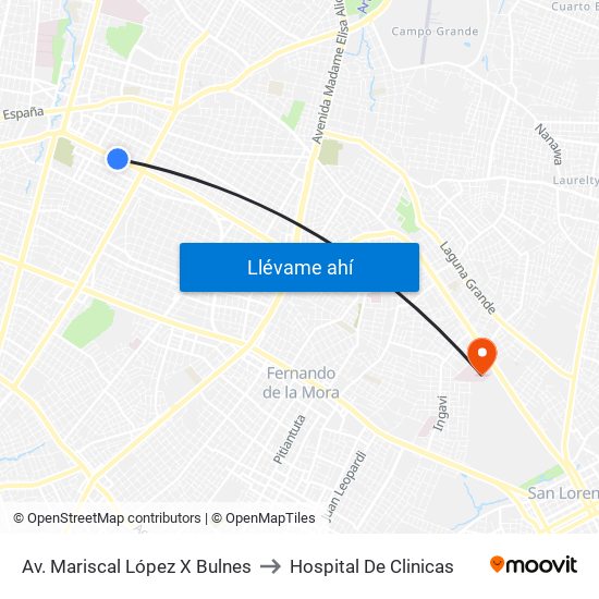 Av. Mariscal López X Bulnes to Hospital De Clinicas map
