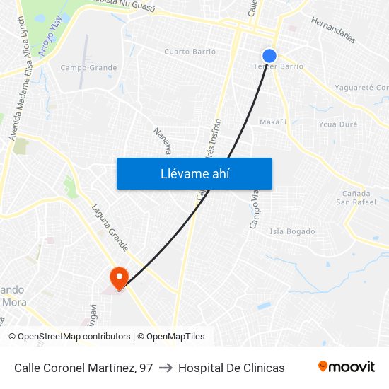 Calle Coronel Martínez, 97 to Hospital De Clinicas map