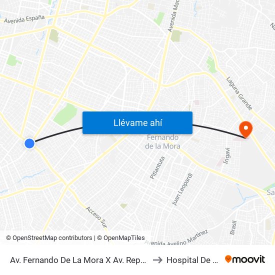 Av. Fernando De La Mora X Av. República Argentina to Hospital De Clinicas map