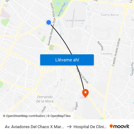 Av. Aviadores Del Chaco X Martínez to Hospital De Clinicas map