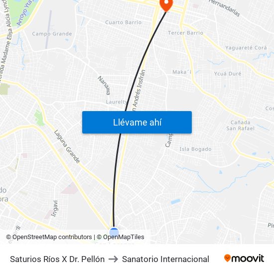 Saturios Ríos X Dr. Pellón to Sanatorio Internacional map