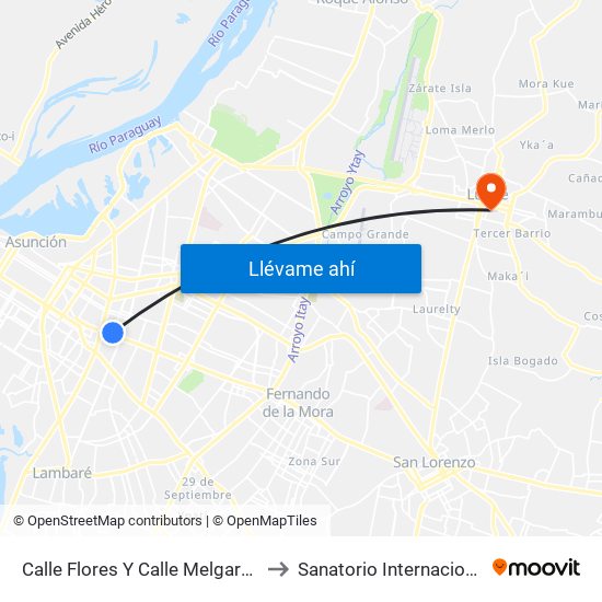 Calle Flores Y Calle Melgarejo to Sanatorio Internacional map