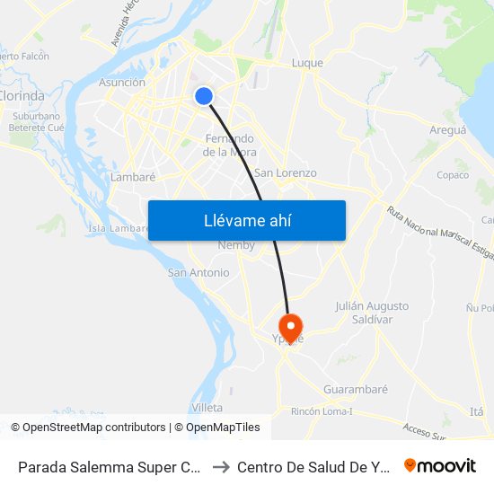 Parada Salemma Super Center to Centro De Salud De Ypané map