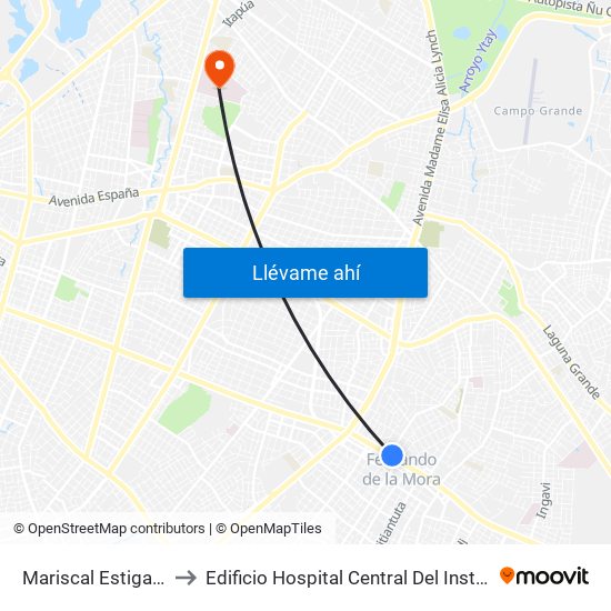 Mariscal Estigarribia X 10 De Julio to Edificio Hospital Central Del Instituto De Prevision Social - Paraguay map