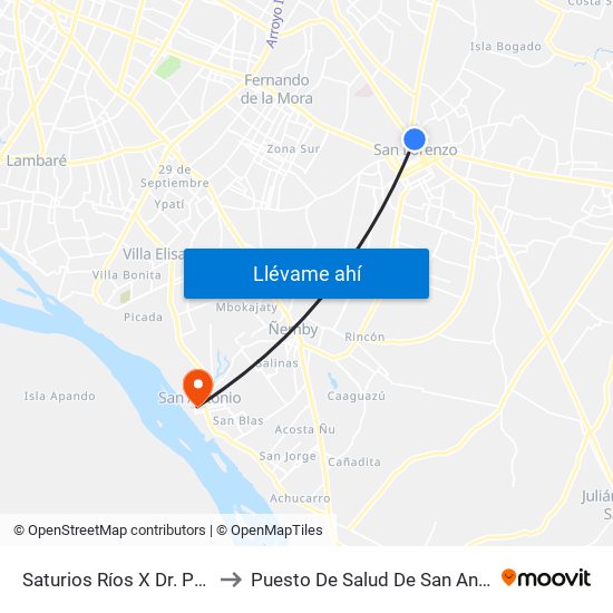 Saturios Ríos X Dr. Pellón to Puesto De Salud De San Antonio map
