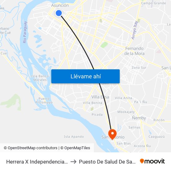 Herrera X Independencia Nacional to Puesto De Salud De San Antonio map