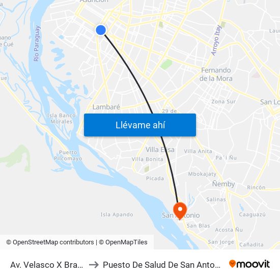 Av. Velasco X Brasil to Puesto De Salud De San Antonio map