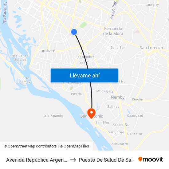 Avenida República Argentina, 3016 to Puesto De Salud De San Antonio map