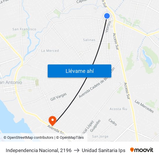 Independencia Nacional, 2196 to Unidad Sanitaria Ips map