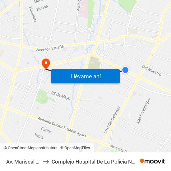 Av. Mariscal López X Bulnes to Complejo Hospital De La Policia Nacional Doctor Rigoberto Caballero map