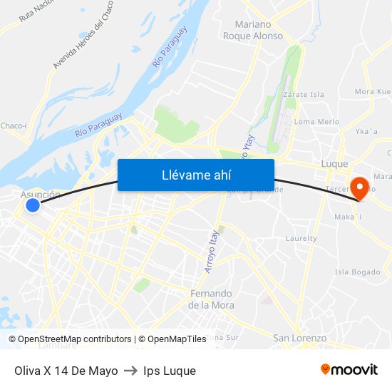 Oliva X 14 De Mayo to Ips Luque map