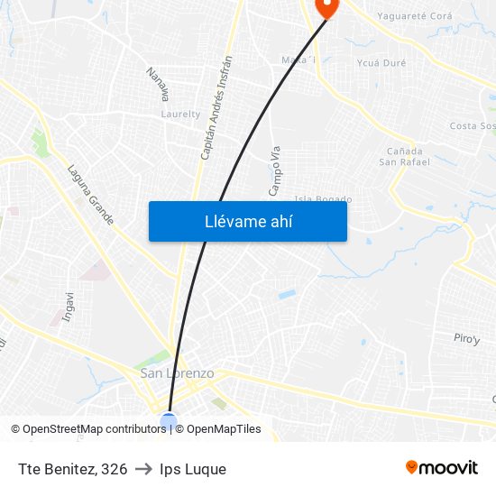 Tte Benitez, 326 to Ips Luque map