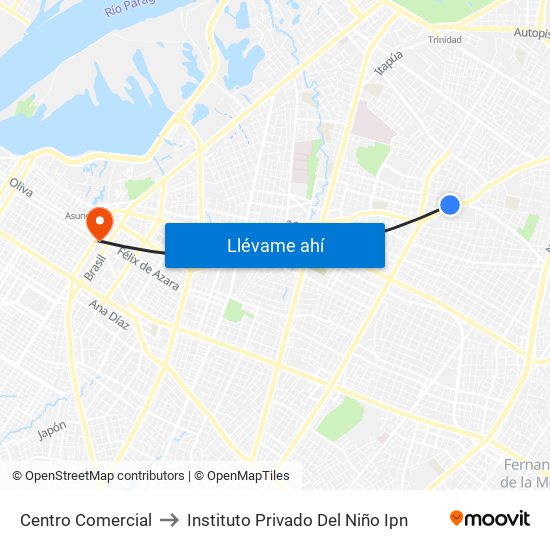 Centro Comercial to Instituto Privado Del Niño Ipn map
