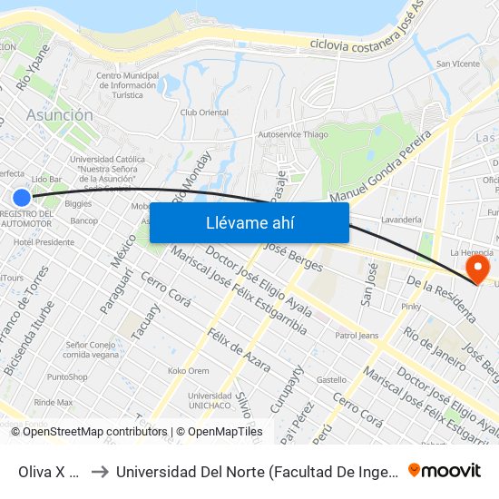 Oliva X Chile to Universidad Del Norte (Facultad De Ingenieria Sede 2) map