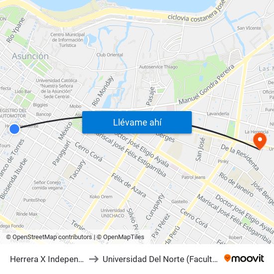 Herrera X Independencia Nacional to Universidad Del Norte (Facultad De Ingenieria Sede 2) map