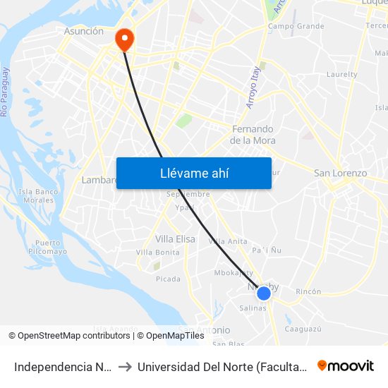 Independencia Nacional, 2196 to Universidad Del Norte (Facultad De Ingenieria Sede 2) map