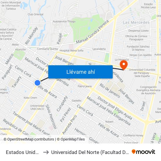 Estados Unidos X Azara to Universidad Del Norte (Facultad De Ingenieria Sede 2) map