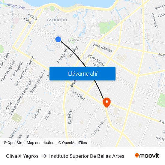 Oliva X Yegros to Instituto Superior De Bellas Artes map